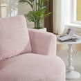 thumbnail image 5 of Compressible 360° Swivel Accent Chair with Sturdy Wooden Base,Modern Round Club Arm Chair with Curved Armrest and Soft Pilllow,Bedroom Side Reading Seat,for Living Room Office,Apartment,Pink, 5 of 6