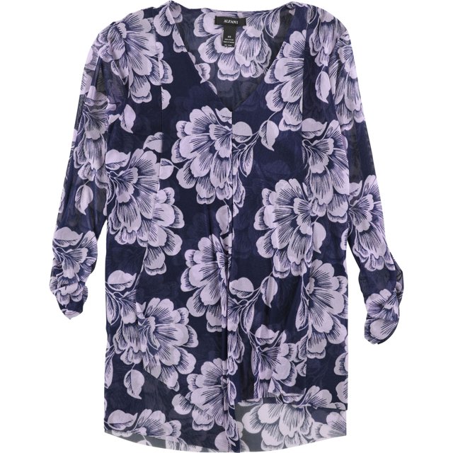 Alfani Blusa floral para mujer, Púrpura, XS