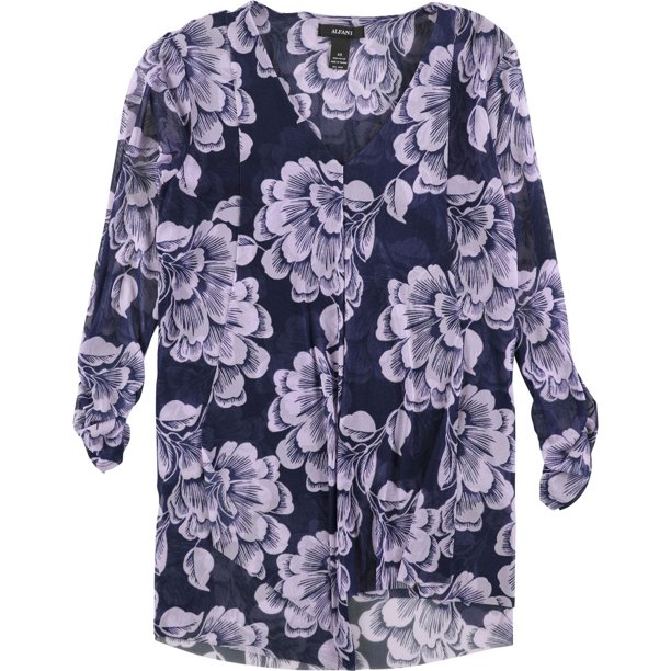 Alfani Blusa floral para mujer, Púrpura, XS