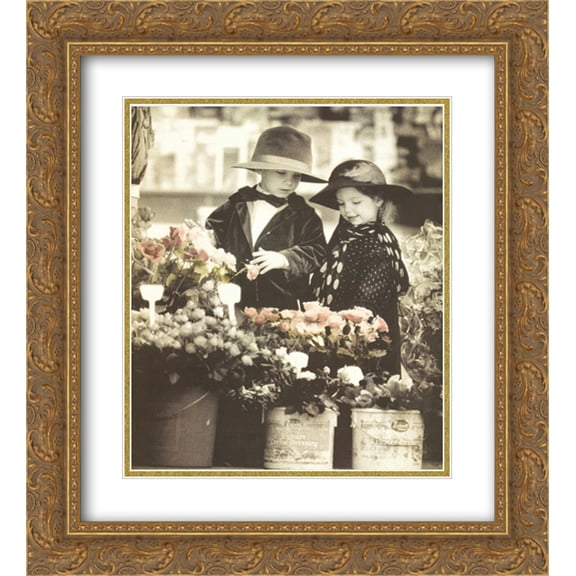 Flower Shopping 2x Matted 20x24 Gold Ornate Framed Art Print by Kim Anderson