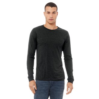 Unisex Jersey Long-Sleeve T-Shirt - Heather Cardinal, Size L, 52% Cotton 48% Polyester Blend