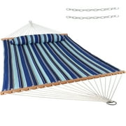 Sunnydaze 2-Person Quilted Polyester Spreader Bar Hammock, 450 lb - Catalina Beach