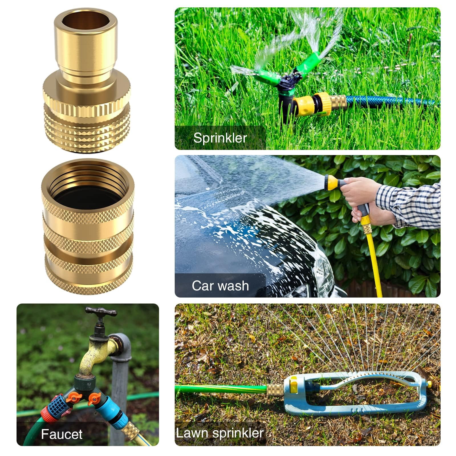 6 Sets Brass Quick Connect Hose Fittings  3/4 Inch Garden Water Connectors
