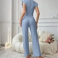 thumbnail image 5 of vdgthytj Womens Pajamas Sets Casual Bow Ruffle Sleeveless Top and Pants 2 Piece Outfits Sleepwear Pjs, 5 of 7