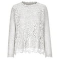 thumbnail image 5 of Htigea Women's Lace Crochet Tops Dressy Long Sleeve Tops Elegant Going Out Party Blouses White M, 5 of 5