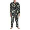 thumbnail image 3 of Naloa Watercolor Floral Men’s Pajamas Set - Long Sleeve Button Down Sleep Shirt and Pajama Bottoms Sleepwear Set-Large, 3 of 7