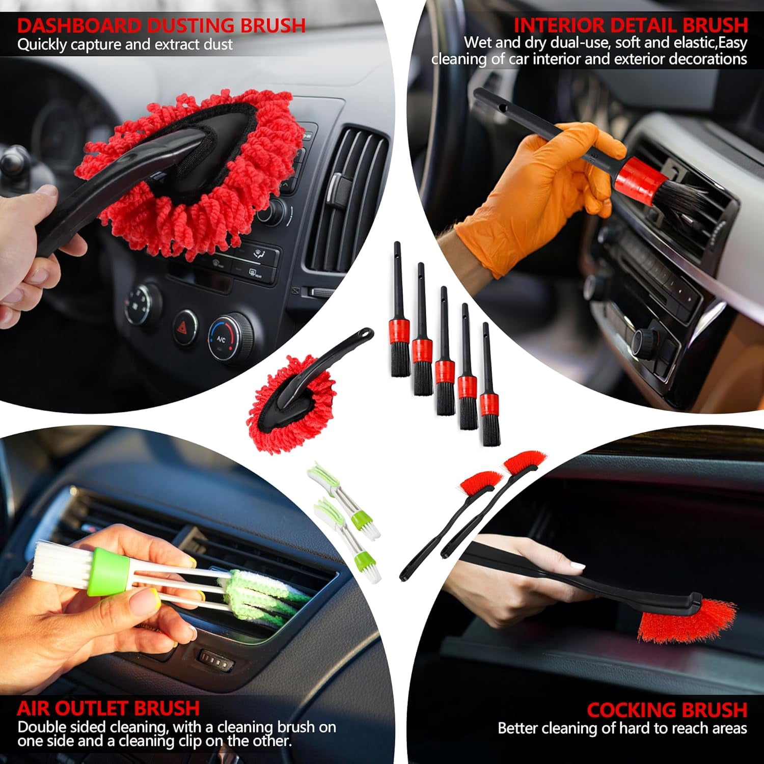 Maxxmarket 35 Piece Car Cleaning Kit with Detailing Brushes, Windshield Cleaner and Tool Box