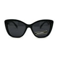 thumbnail image 3 of Polarized Womens Classic 90s Large Cat Eye Plastic Fashion Sunglasses All Black, 3 of 4