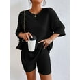 thumbnail image 4 of Pajamas Set for Womens Lounge Sets Long Sleeve Pullover Top and Shorts 2 Piece Outfits Sweatsuit Sets, 4 of 7