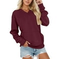 thumbnail image 2 of Women's V Neck Pullover Sweatshirt Soft Fleece Long Sleeve Casual Tops For Daily Wear And Sports Comfortable Loose Fit Winter Clothing, 2 of 5