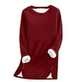 thumbnail image 2 of Women's Winter Warm Fleece Lined Crewneck Sweatshirt Pullover Loungewear Tunic Thermal Tops L, 2 of 4