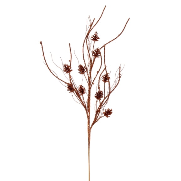 Vickerman 32" Copper Mini Pinecone Twig Glitter Spray, 6 per bag.
