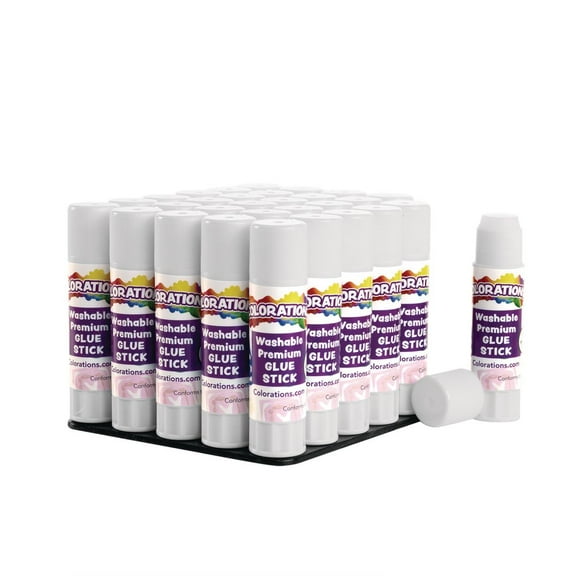 Colorations Washable Premium White Glue Sticks (0.32 oz ea) - Set of 30