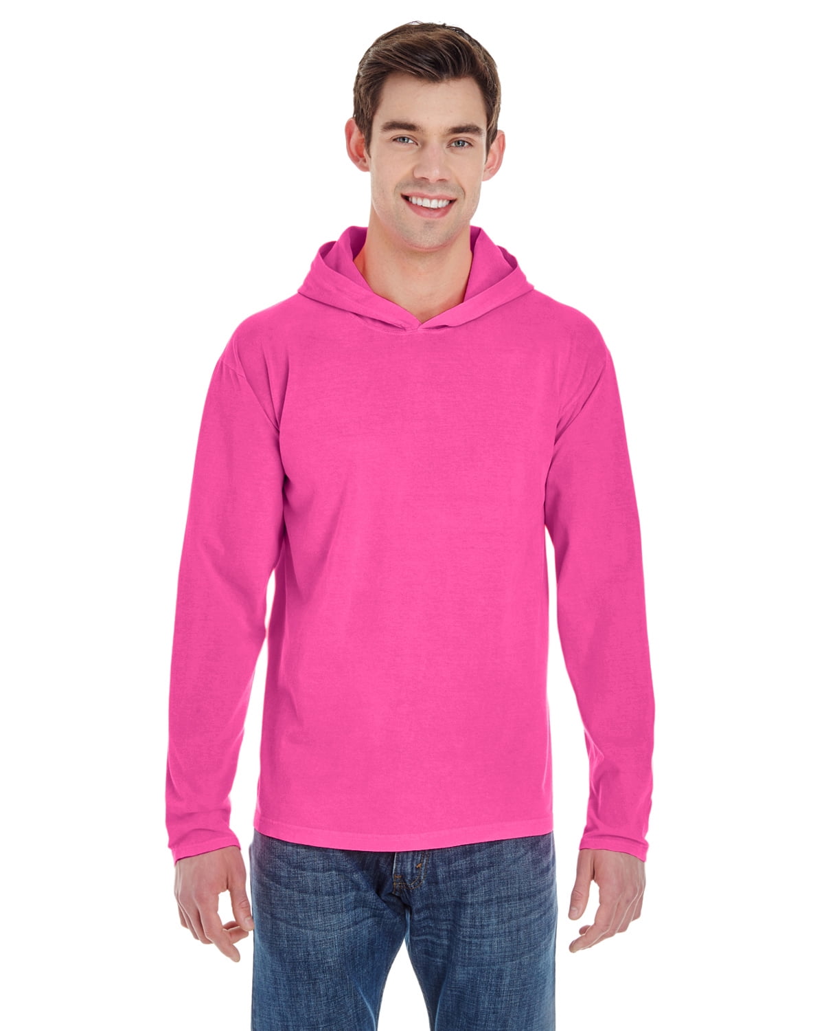 Long-Sleeve Hooded T-Shirt - NEON PINK 