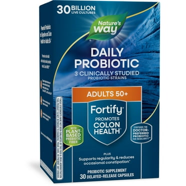 Nature's Way Fortify Adults 50  Daily Probiotic Capsules, 30 Billion Live Cultures, Unisex, 30 count