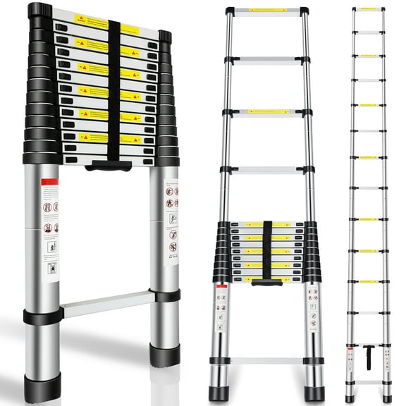 Folding Ladder Slow Down Design 16.5FT Extendable Ladders Portable for Household /Building Maintenance 330 Pound Capacity