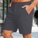 thumbnail image 5 of Pantalones Cortos para Hombre de Cintura Elástica con Bolsillos de Color Sólido Pantalones de Trabajo Casuales de Verano de Mitad de Longitud con Cordón, 5 of 6