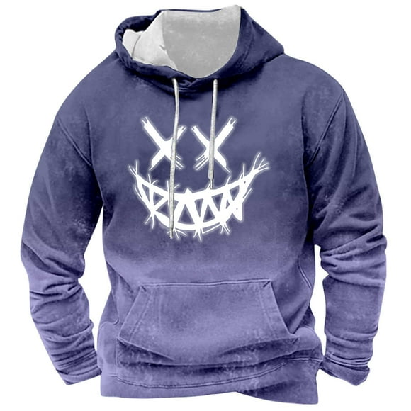 VBARHMQRT Camo Crewneck Sweatshirt Male Gradient Hooded Long Sleeve Sweatshirt Athleisure Sweatshirt