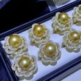 thumbnail image 3 of K-KED Huge AAAAA 13-12mm Genuine Natural South Sea Golden Round Pearl Ring Adjustable, 3 of 3
