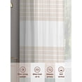 thumbnail image 7 of Turquoise Beige Stripe Semi Sheer Curtains 63 Inch Length 2 Panels Set, Modern Art Horizontal Striped Sheer Kitchen Curtain Privacy Voile Window Curtain for Living Room Bedroom Rod Pocket Drapes, 7 of 7