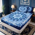 thumbnail image 2 of Erosebridal Snowflake Mandala Zipper Twin Comforter Sets with Fitted Sheet and 2 Pillowcases,Deep Blue Crystal Zipper Bedding Set,Navy Blue Reversible,4-Piece, 2 of 7