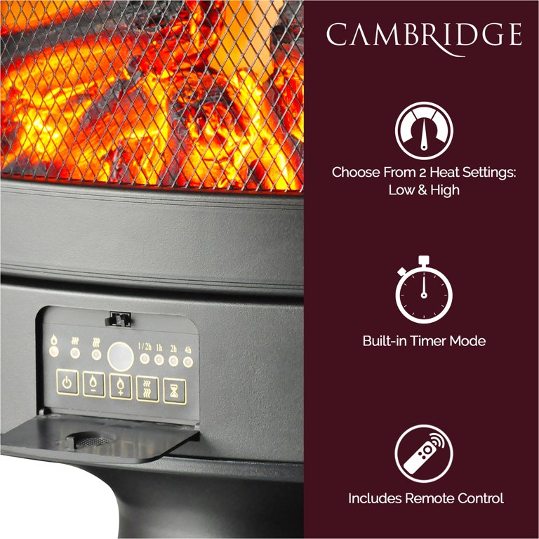 Cambridge 1500W Freestanding Electric Fireplace Heater in Black with Log  Display - Walmart.com