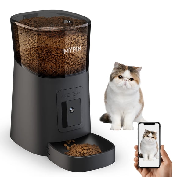 Video Automatic Pet Feeder with HD Camera, Food Dispenser for Cats and Dogs WiFi Smart Feeder with Camera 6L 2-Way Audio, Mobile Phone Control, Timed