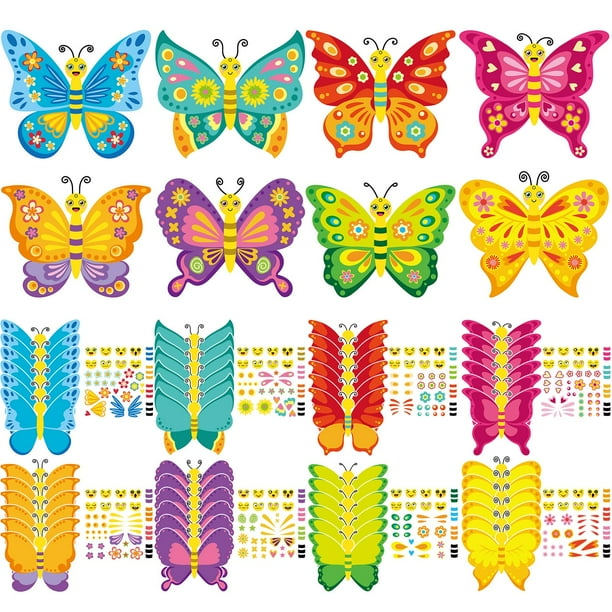 Pegatinas Craft Kit Tatuo Summer Butterfly para niños, 48 unidades
