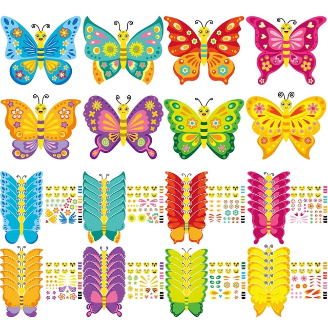 Pegatinas Craft Kit Tatuo Summer Butterfly para niños, 48 unidades