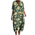 thumbnail image 2 of Ovzne Robes Grande Taille pour Femmes aux Formes Robe d'Été Femmes Été Poches Robes Imprimées Ample Col en V Manches Courtes Robes Robe de Vacances Manches Courtes Imprimée Liquidation, 2 of 5