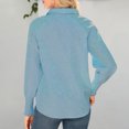 thumbnail image 4 of Inleife Women 2025 Fine Striped Smocked Cuffed Shirts Long Sleeve Collared Blouse With Pocket, 4 of 6