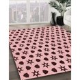 thumbnail image 3 of Ahgly Tapis d'Intérieur Lavable en Machine Carré Transitionnel Marron Rouge, 7 Pieds Carré, 3 of 7