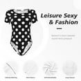thumbnail image 4 of Fotbe Black and White Polka Dot Body de Mujer con Cuello Redondo y Mangas Cortas, Sin Mangas Ajustado, Suave, Cómodo y Básico-Small, 4 of 7
