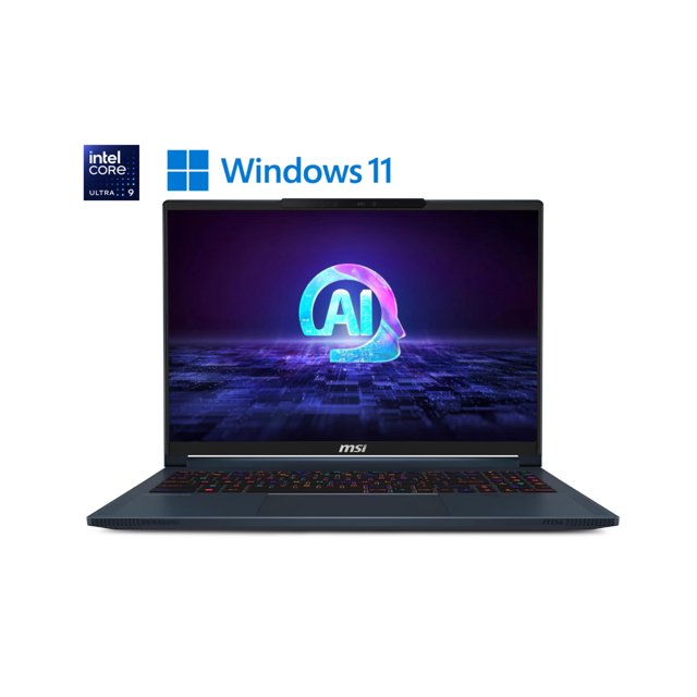 Ordinateur portable MSI Stealth 16 AI QHD+, processeur Intel Core Ultra 9-185H, RTX 4060, 32 Go de RAM, SSD 2 To, Windows 11