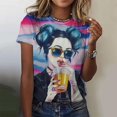thumbnail image 4 of Camisetas con estampado de personajes de dibujos animados para mujer, ropa Harajuku Vintage de manga corta, cuello redondo, Top divertido, ropa femenina de gran tamaño, 4 of 5