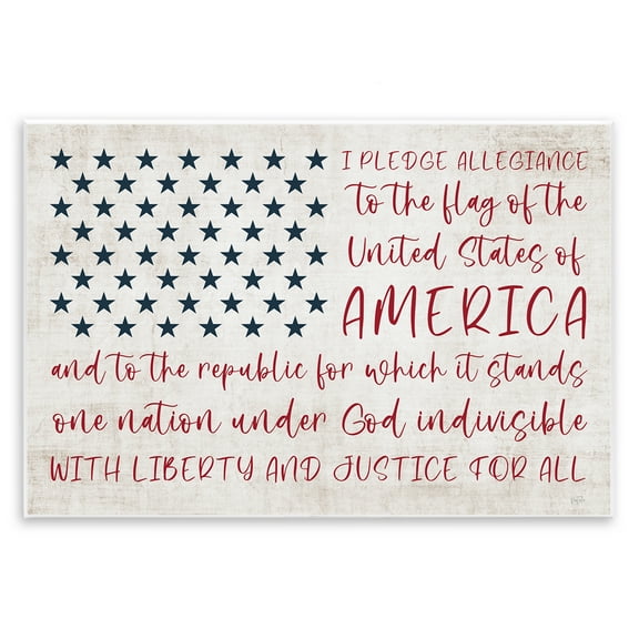 Stupell Industries Patriotic Pledge of Allegiance Patriotic Painting Unframed Art Print Wall Art, 15 x 10