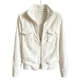 thumbnail image 4 of Viluyesy Womens Velvet Jacket Zip Up Long Sleeve Collared Casual Fashion Coat White Size 2XL, 4 of 5