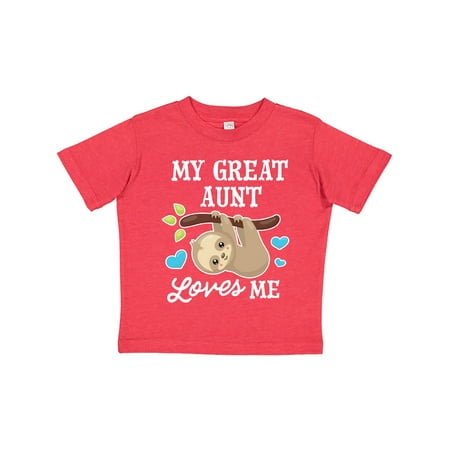 

Inktastic My Great Aunt Loves Me with Sloth and Hearts Gift Toddler Boy or Toddler Girl T-Shirt