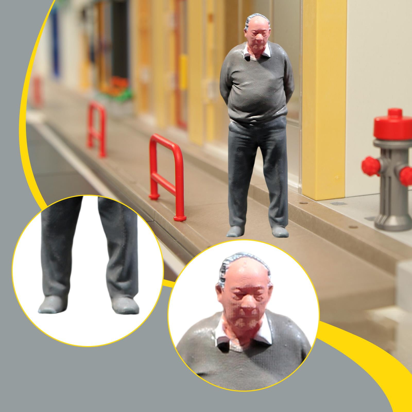 Mini People Figure Hand Painted Resin Tiny Elderly Simulation Model for Collectors Diorama Scenes Photography