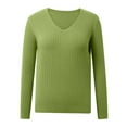 thumbnail image 6 of Fiaer Women's Sweaters V Neck Plus Size Long Sleeve Loose Fit Trendy Solid Casual Lightweight Stretchy Knit Tops Light Green XXL, 6 of 8