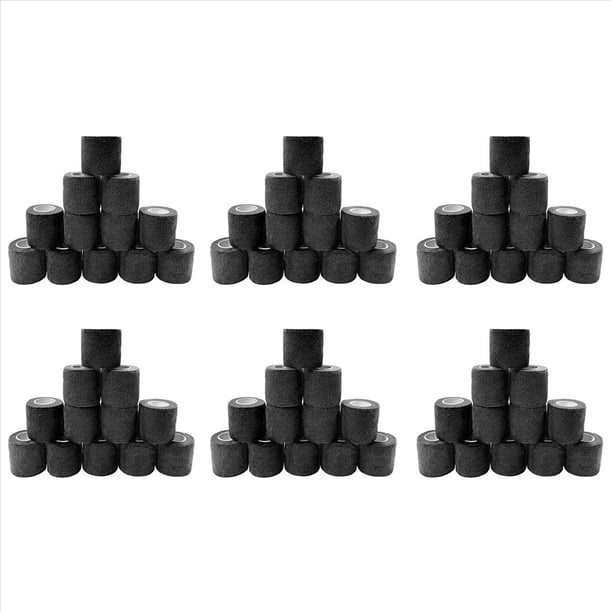 Vendaje Elástico Autoadhesivo Negro de 72 Piezas Vendaje Elástico Fijo Deportivo de 5 cm para Lesiones Deportivas y Tratamiento de Mascotas