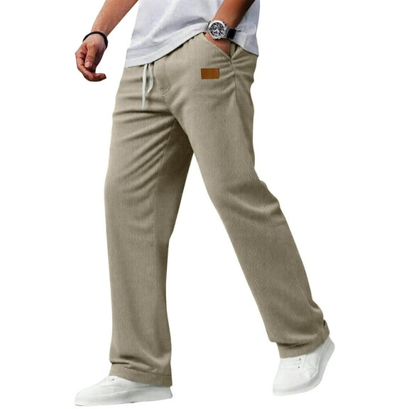 Dresfit Big and Tall Pants for Men Corduroy Track Pants Straight Leg Drawstring Pacificozy Sweatpants Trendy Baggy Lightweight Elastic Waist Vintage Pant Gray XL