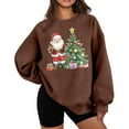 thumbnail image 3 of Feancey Crewneck Sweatshirt Women Christmas Tree Graphic Sweatshirts Oversized Long Sleeve Loose Pullover Tops Soft Fleece Sweatshirt Coffee S, 3 of 6