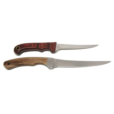 Charleston Shucker Carolina and Coastal Fish Fillet Knives, Best Professional Chef Angler Seafood Knife Set of Two Premium for Hunting Fishing Camping or Kitchen Use with Belt Carry (The Best Fillet Knife)