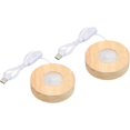thumbnail image 1 of PATIKIL 3.2 Inch Wooden LED Light Base, 2pcs Wood Light Display Base Stand Lighting with Switch for 3D Crystal Glass Aroma Stone Art, White Light, 1 of 7