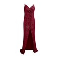 thumbnail image 5 of IROINNID Maxi Dress for Women Formal Fall Sequin Slip Dress Sparkly Glitter Party Club Wrap Evening Sequin Dress,Burgundy, 5 of 8