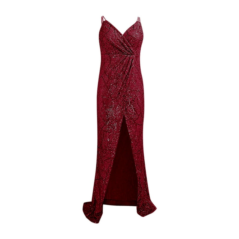 burgundy sexy dress Sparkly Burgundy Sequin Strapless Mermaid Prom Dress main image 0