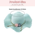 thumbnail image 2 of 52-54cm hat circumference children's flower straw hat wavy brimmed sun hat summer outdoor sun hat travel sun hat - Lake green, 2 of 5