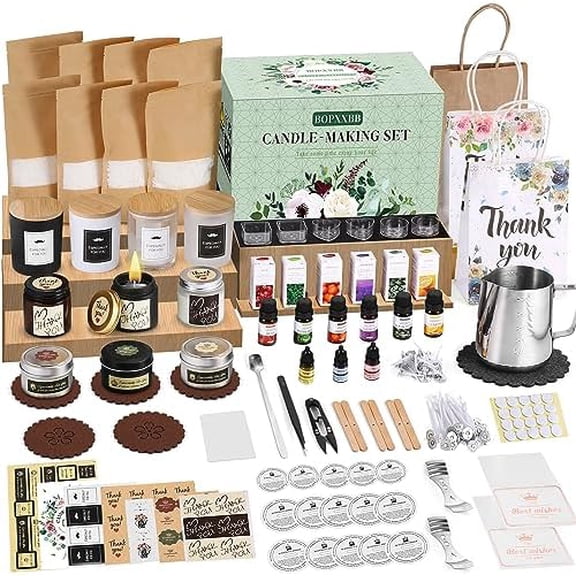 Complete Candle Making Kit, DIY Candle Making Supplies for Adults, Include Soy Wax, Candle Cups & Tins Candle Wicks & Light Aroma Type Scents, Liquid Dyes & More$$Art & Craft