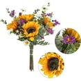 thumbnail image 3 of Artificial Sunflowers Fake Cemetery Flowers for Grave Bouquet with Sunflowers for Bridal Bouquets Wedding Centerpieces Decor Party Table Gravesites Fall Floral Arrangements Home Decoration, 3 of 5